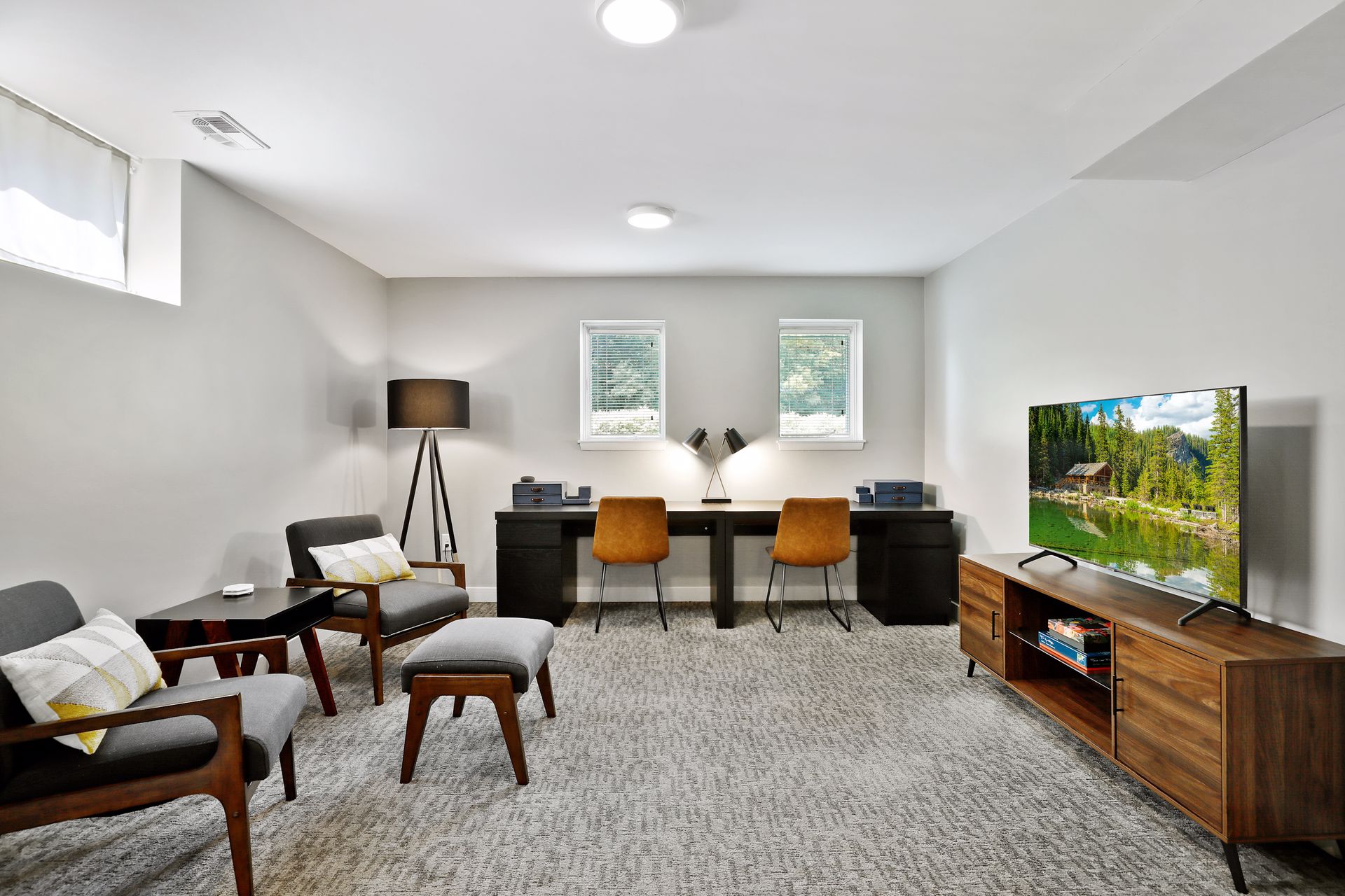 image of office, sitting area and entertainment center